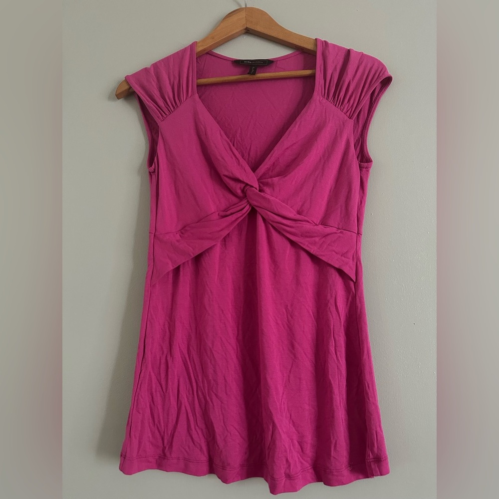 BCBG max Azria short sleeve pink knotted shirt